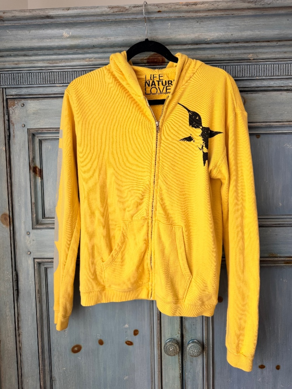 Free City Yellow Humming Bird Zip Up Hoodie Size 2 (M)